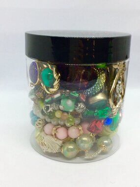 MYSTERY JEWELRY JAR 1 LB 4 OZ Vintage Modern Wearable Mixed Lot Signed Unsigned